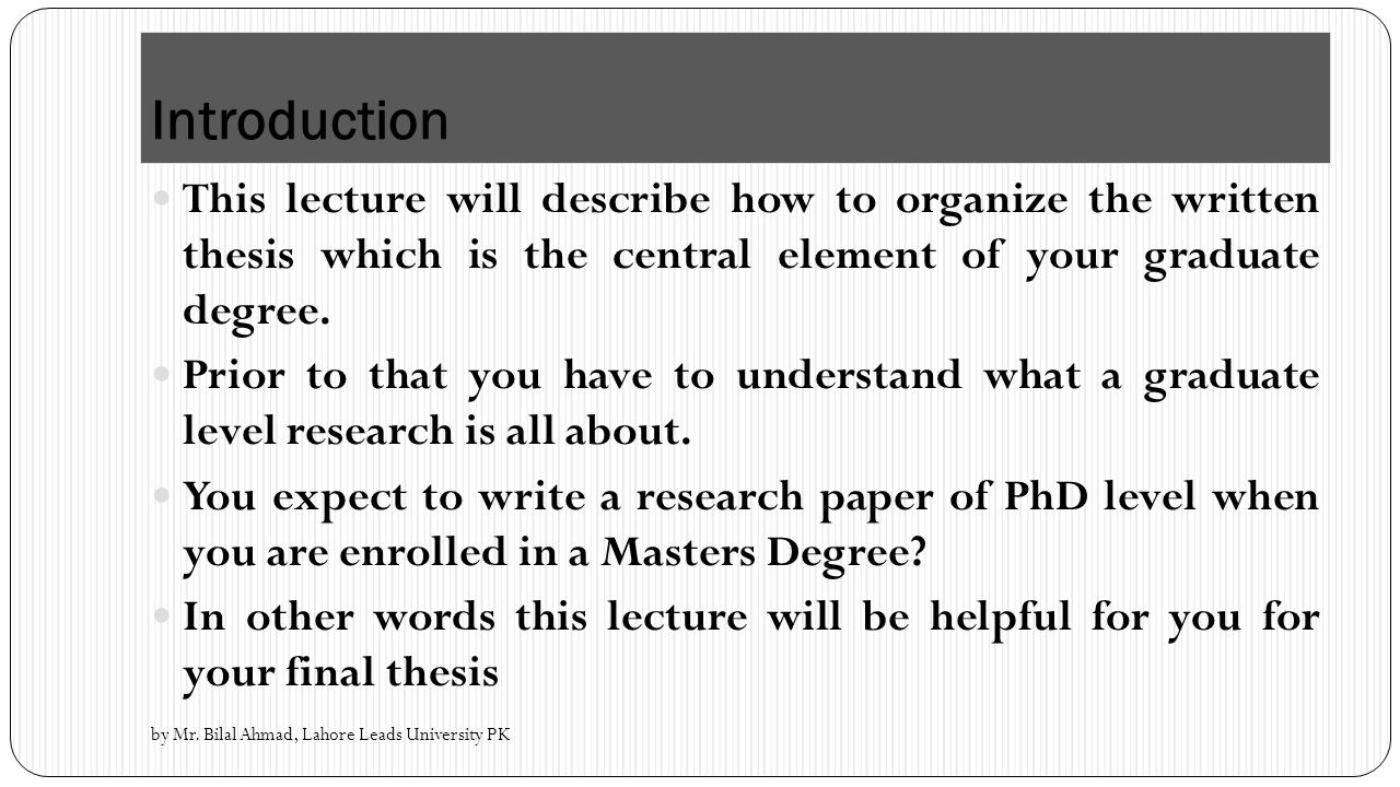 How to organize graduate research